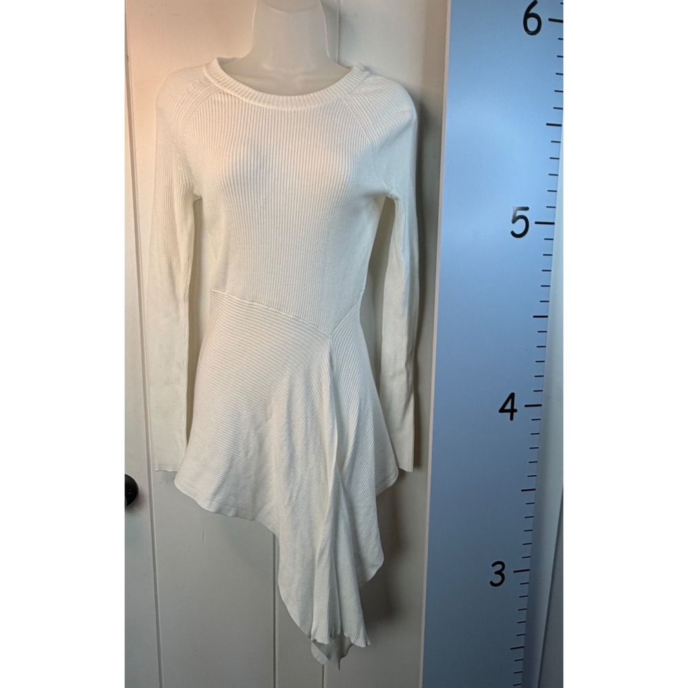 Antonio Melani White Tie Accent Cable‎ Knit Long Sleeve Sweater Small